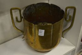 Brass twin handled jardiniere.