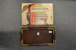 Two Chinese trays and a Chinese pictorial book.