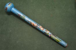 A cloisonne enamel parasol handle.