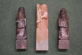 Three Chinese carved hardstone seals.