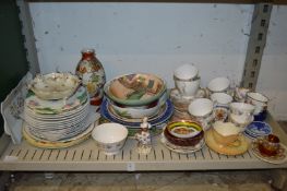 A shelf of decorative china.