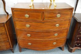 A good George III mahogany and ebony line inlaid bow fronted chest of drawers.