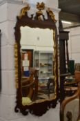 A good George II design mahogany and gilt decorated pier mirror.