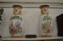 A large pair of Chinese vases (one stand only).