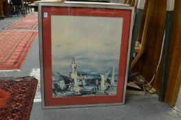 An abstract colour print.