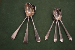 Silver tea and coffee spoons.