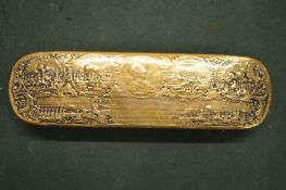 A Dutch brass tobacco box.