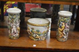 A Capodimonte jardiniere and stand.