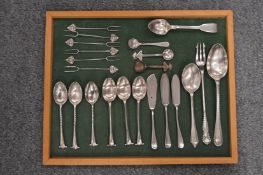A small collection of silver flatware to include spoons etc.