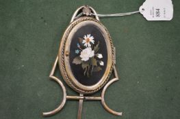 A pietra dura cased miniature on stand.