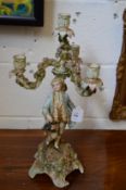A Dresden figural candelabra.