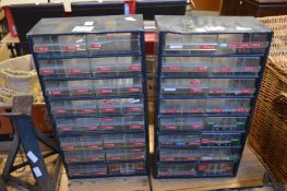 A pair of workshop cabinets.