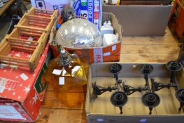 Miscellaneous items to include light fittings and a glitter ball.