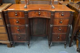 A good 19th century mahogany pedestal sideboard with concave central drawer above a cupboard door