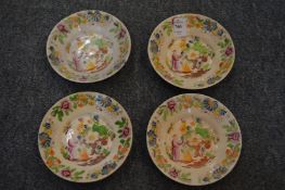 Four small Staffordshire saucers.