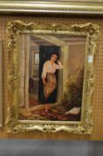 A female figure stood in a doorway, oil on canas.