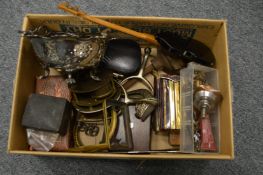 A box of miscellaneous collectables.