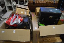 A large quantity of cameras and camera equipment.