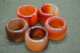 Five Chinese hardstone archer's rings.