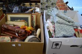 Household miscellaneous to include small leather bag, games, textiles etc.