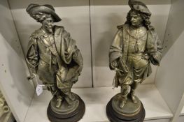 A large pair of cast spelter classical figures.