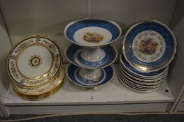A set of six Wedgwood floral and gilt decorated plates and a part dessert service.