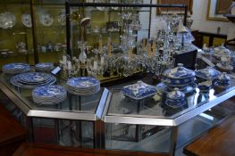 A comprehensive Wedgwood Fallow Deer blue and white dinner service.