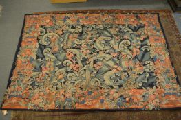 A decorative tapestry wall hanging.