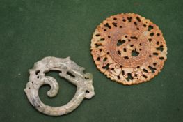 Two Chinese hardstone amulets.