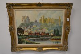 W. F. Sparey, a study of Arundel with cathedral and castle in the distance, oil on canvas in a