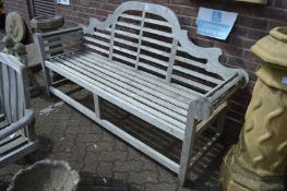 A good weathered teak Lutyens style garden bench.