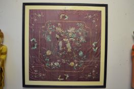 A good large Chinese pictorial embroidery, framed and glazed.