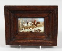 A SMALL FRAMED PORCELAIN PLAQUE 