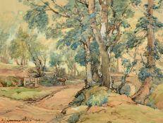 SAMUEL JOHN LAMORNA BIRCH (1869-1955) British. 'The Mill at Woodside, Perthshire' watercolour.