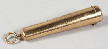 A GOLD CIGARETTE HOLDER CASE. 17gms