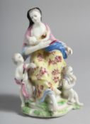 A VERY RARE BOW FIGURE GROUP emblematic of Charity, modelled as a mother seated breast-feeding an