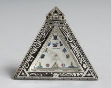 A SILVER TRIANGULAR CERVINE POCKET WATCH