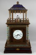 A VERY LARGE CHINESE DESIGN PAGODA CLOCK with cloisonne panels. 3ft 2ins high.