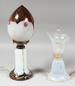 TWO GLASS LAMPS