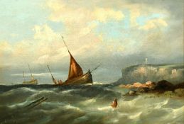 W.H. WILLIAMSON. (1820-1883) British, Shipping off the coast, oil on canvas. Signed, 8