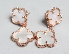 A PAIR OF 18CT ROSE GOLD VAN CLEEF & ARPELS ALHAMBRA EARRINGS.