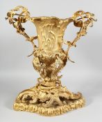 A SUPERB GILT BRONZE ROCOCO COOLER with scrolling acanthus. 20ins high.