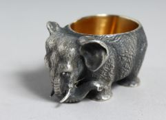 A RUSSIAN SILVER ELEPHANT SALT Maker J. C. OCT. 1890.
