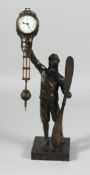 A BRONZE AVIATOR CLOCK. 12ins high.