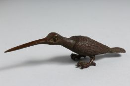 A JAPANESE BRONZE BIRD. 5ins long.