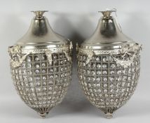 A PAIR OF BEAD PINEAPPLE LAMPS 22ins high.