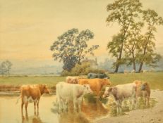 WILLIAM SYDNEY COOPER (1854-1927) British, 'An Evening in Kent', watercolour. Signed and dated 1918,