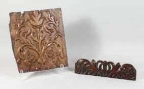 TWO CARVED OAK PANELS