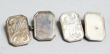 A PAIR OF ASPREY’S SILVER CUFF LINKS.