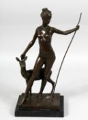 E. McLASFAN. A CLASSICAL STANDING NUDE, OR DIANA, holding a staff, a deer by her side. Signed, on
